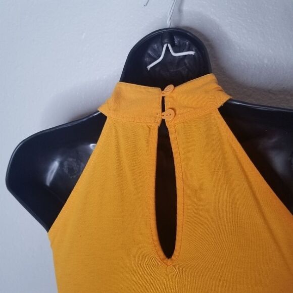 Sundance Yellow Halter Boho Thai Mod Mini Dress Sm - Picture 3 of 5